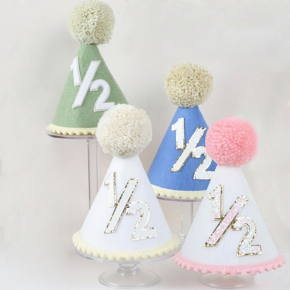 Party Hat Cone - หมวกวันเกิดคุณภาพสูง ประดับพู่ทำมือ สีโทนกลาง หมวกทรงกรวยสำหรับงานวันเกิด