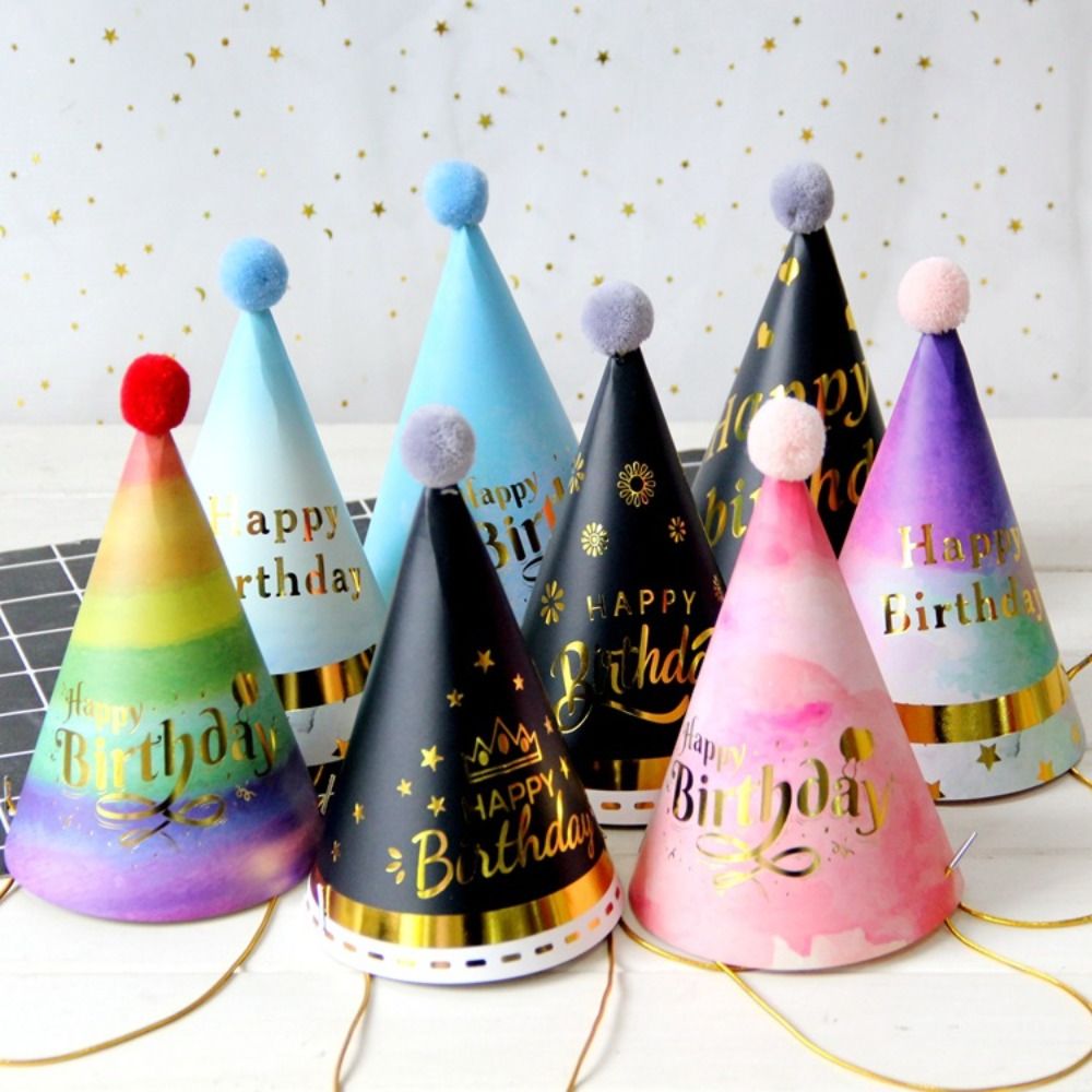 Party Hat Cone - หมวกงานวันเกิดมีความสุขแฮนด์เมดหมวกมงกุฎตกแต่งห้องอาบน้ำสำหรับเด็กผู้ชายเด็กผู้หญิงอุปกรณ์ประกอบฉากสำหรับงานเลี้ยงวันเกิด