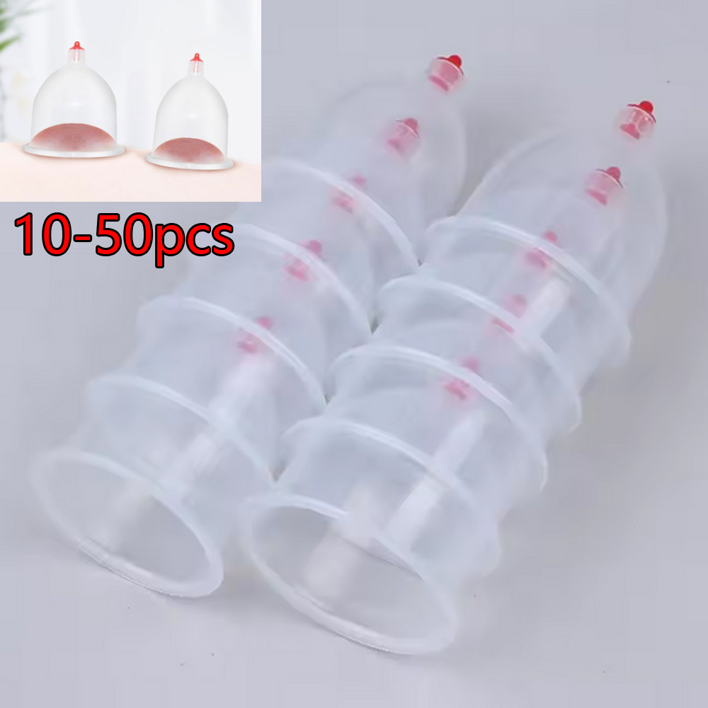 Plastic Cup 50Pcs - 10-50 ชิ้น ถ้วยครอบแก้วแบบพกพา 2 ขนาด สำหรับนวดเพื่อสุขภาพ