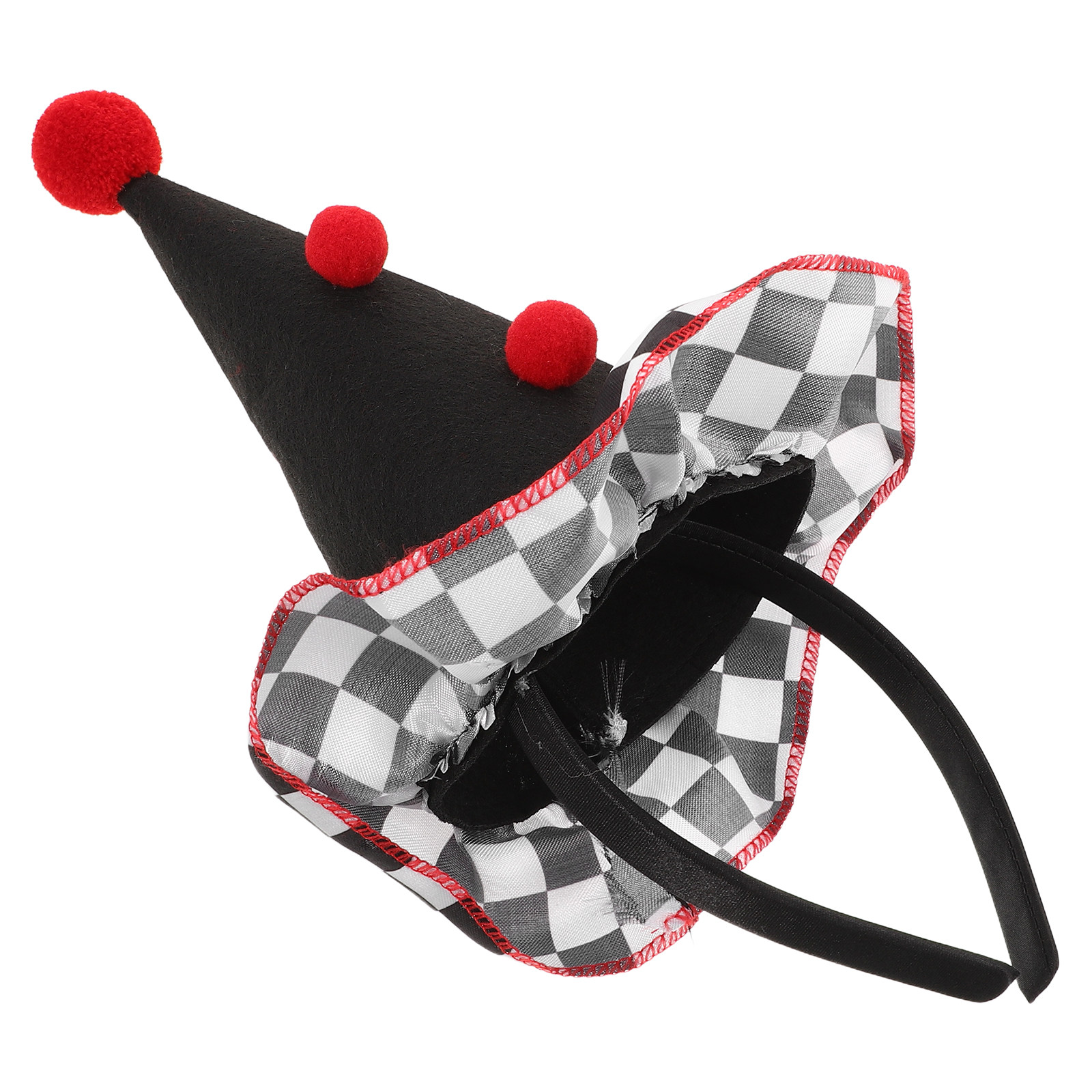 Party Hat Cone - ที่คาดผมรูปหัวตัวตลกทำจากโพลีเอสเตอร์ หมวกทรงกรวยสำหรับปาร์ตี้วันเกิด หมวกแฟนซีสำหรับฮาโลวีน งานรื่นเริง หรือชุดตัวตลกในงานแสดงละครสัตว์