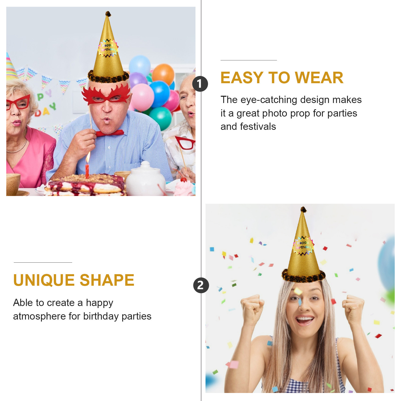 หมวกปาร์ตี้ทรงกรวยสีทอง หมวกตก - Party Hat Cone บทวิจารณ์และราคา