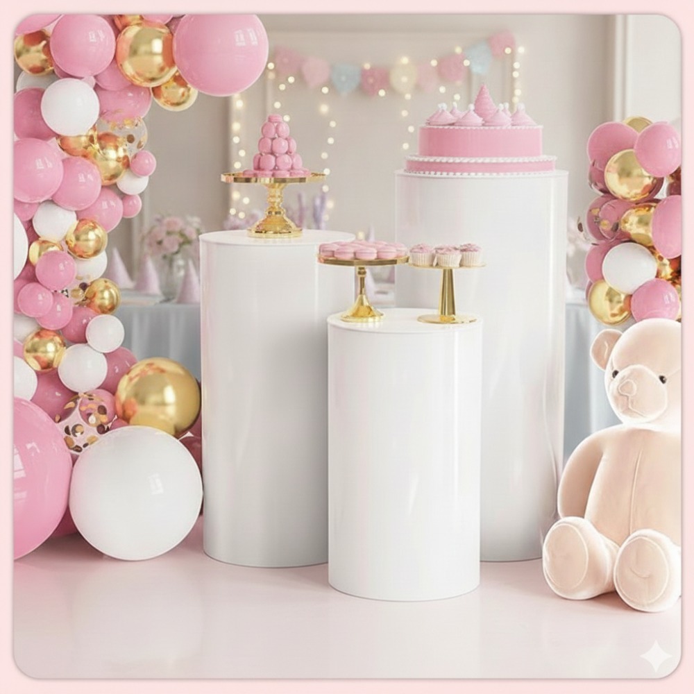 ขาตั้งทรงกระบอกสีขาว 3/5 ชิ้น, - Dessert Table Backdrop บทวิจารณ์และราคา