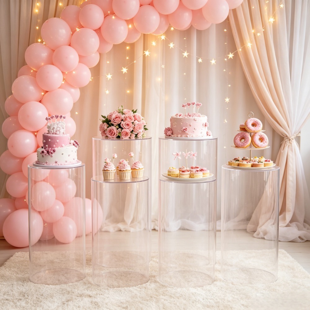 ขาตั้งทรงกระบอกสีขาว 3/5 ชิ้น, - Dessert Table Backdrop บทวิจารณ์และราคา
